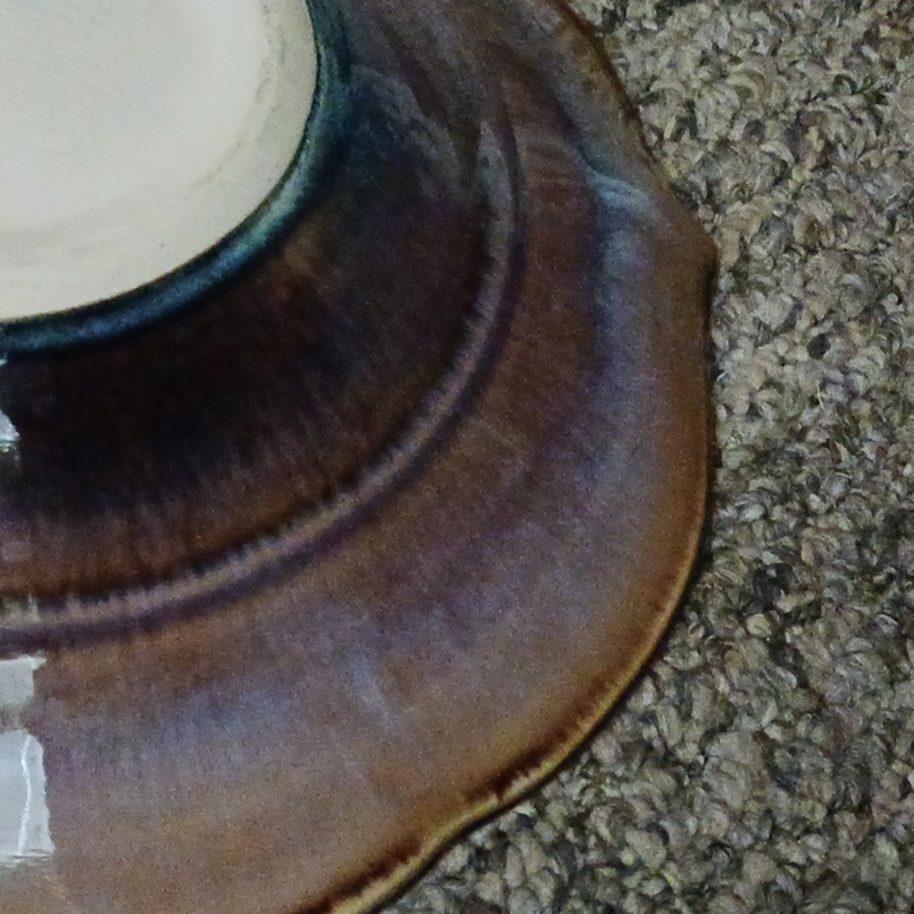 Vintage Bill Campbell glazed scalloped triple petal lotus pottery bowl - Picture 7 of 8